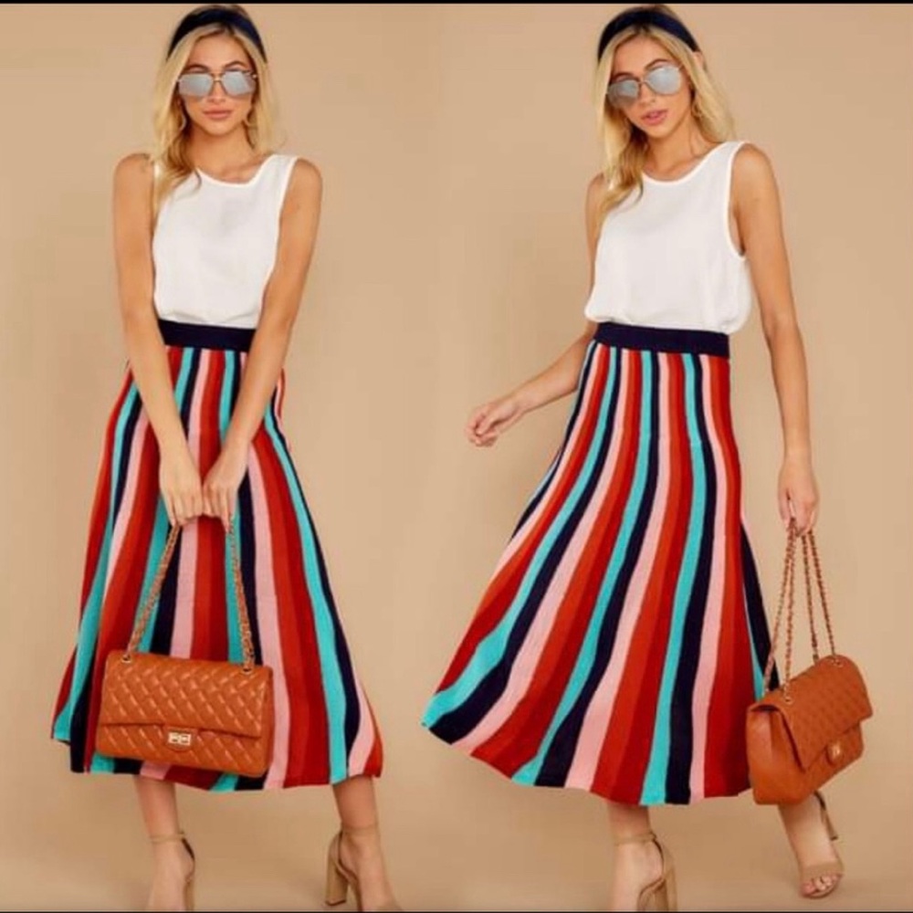 Aura Multicolor Striped Maxi Skirt